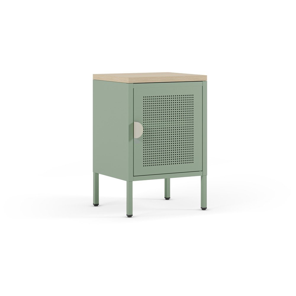 Noptieră verde-mentă/în culoare naturală din metal Sayla – Marckeric