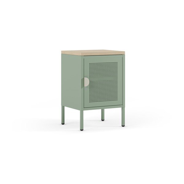 Noptieră verde-mentă/în culoare naturală din metal Sayla – Marckeric