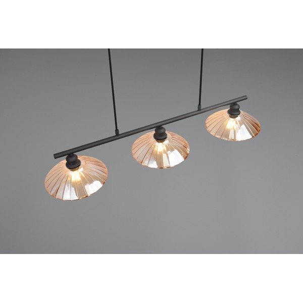 Lustră neagră/chihlimbar din metal cu abajur din sticlă Eluna – Reality-image-3