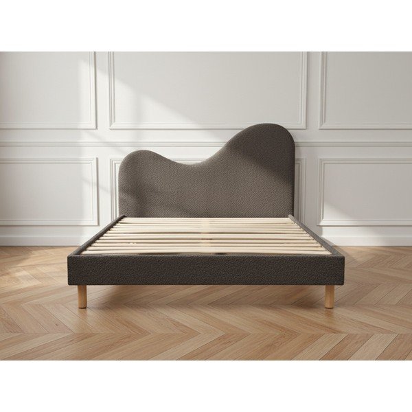 Pat matrimonial maro tapițat tapițat cu somieră 160x200 cm Celina – Bobochic Paris-image-3