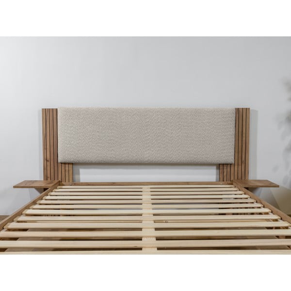 Pat matrimonial gri deschis cu somieră 140x190 cm Lior – Bobochic Paris-image-3