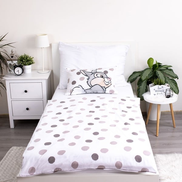Lenjerie de pat pentru copii albă-gri din bumbac pentru pătuț 100x135 cm Thumper "Dots" – Jerry Fabrics-image-3
