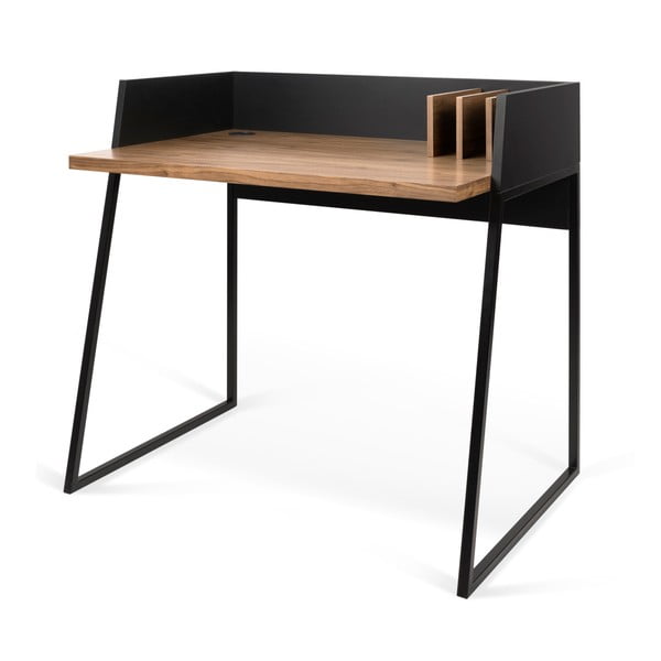Birou TemaHome Volga, cu aspect de lemn de nuc - negru-image-2