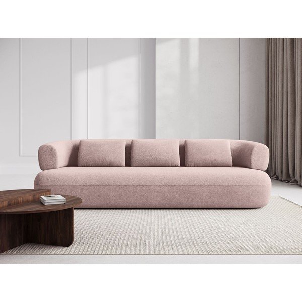 Canapea roz-deschis cu tapițerie din țesătură bouclé 200 cm Jenny – Micadoni -image-1