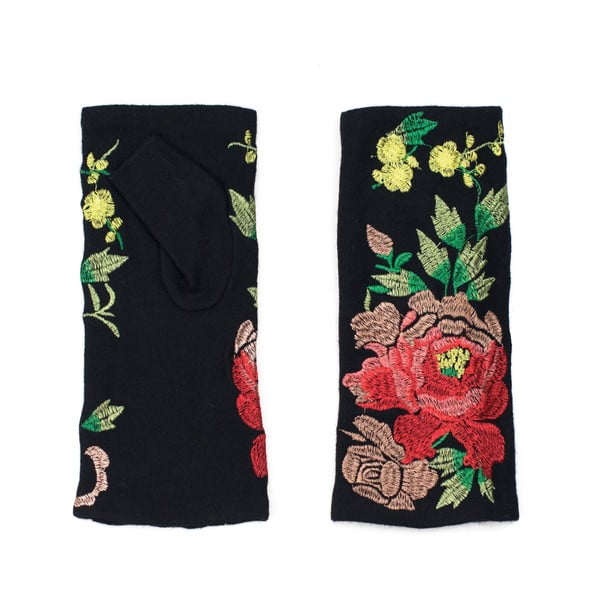 Mănuși cu model floral Rosemary, negru