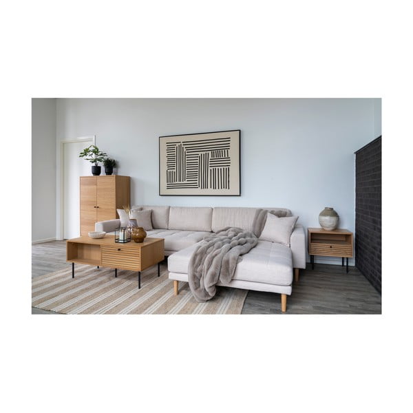 Pătură gri/bej din blană artificială 130x180 cm Galena – House Nordic-image-1