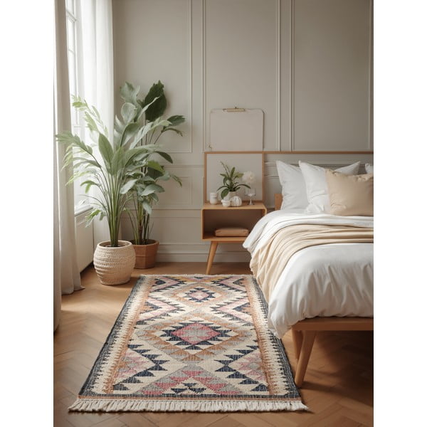 Covor tip traversă gri țesut manual din iută 80x200 cm Roya Parsa – Elle Decoration-image-1