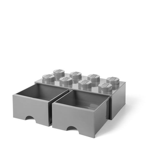 Cutie depozitare cu 2 sertare LEGO®, gri-image-4