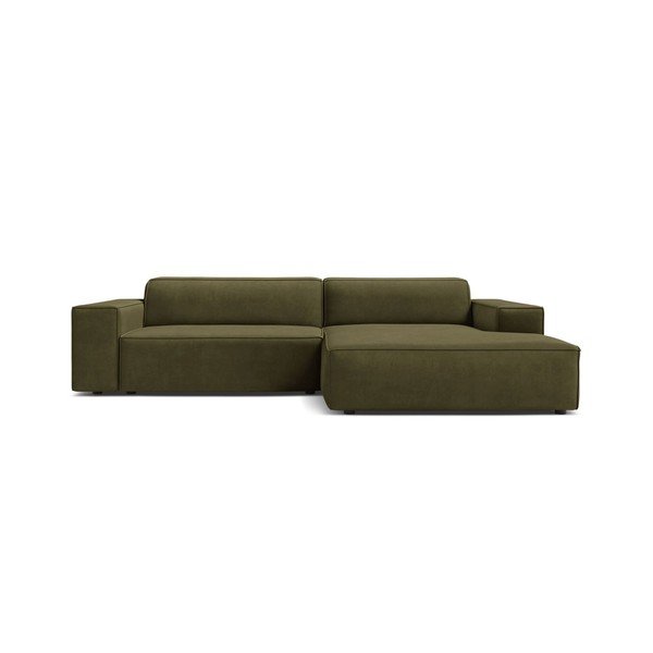Colțar modular kaki cu tapițerie din catifea (cu colț pe partea dreaptă/cu șezlong) Jodie – Micadoni -image-2