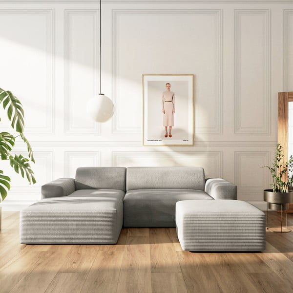 Taburet gri cu tapițerie din catifea reiată Villet – Rodier-image-1