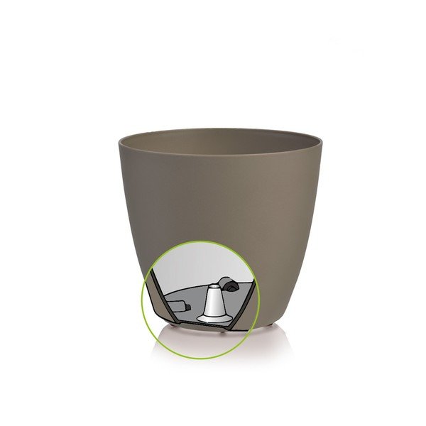 Ghiveci de flori cu roți Gardenico Ella Twist'n'Roll Smart System, ø 40 cm, gri-maro-image-1