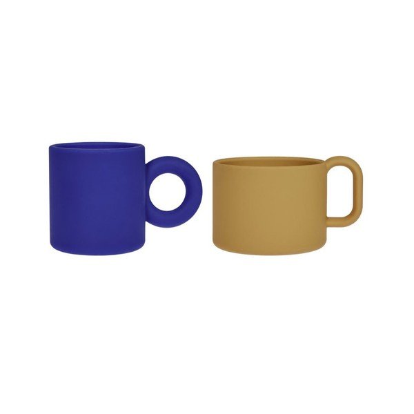 Căni pentru copii galben-ocru/albastre 2 buc. din silicon Nomu – OYOY Mini