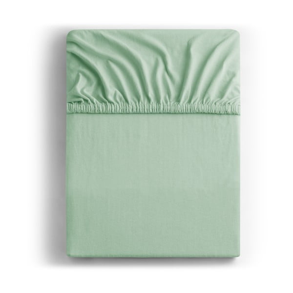 Cearceaf verde deschis din jerseu cu elastic 160x200 cm Amber – DecoKing