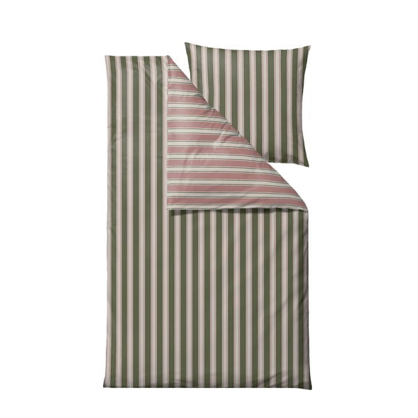 Lenjerie de pat verde/roz extinsă din bumbac organic pentru pat de o persoană135x220 cm Nordic – Södahl