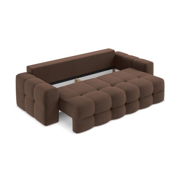 Canapea maro extensibilă cu tapițerie din țesătură bouclé 255 cm Milu – Makamii-image-4
