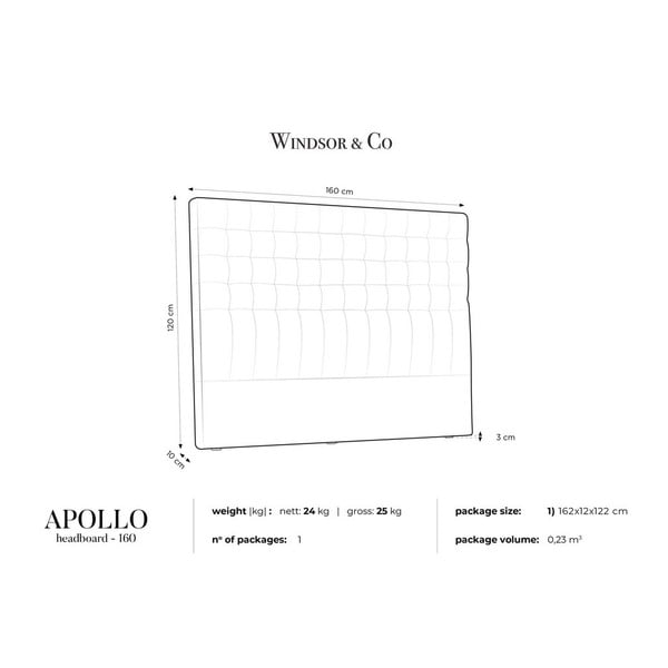 Tăblie pentru pat cu tapițerie de catifea Windsor & Co Sofas Apollo, 160 x 120 cm, gri închis-image-4