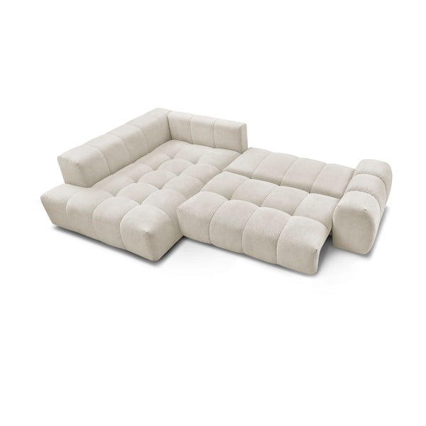 Colțar alb extensibil/cu spațiu de depozitare cu tapițerie din chenille (cu colț pe partea stângă/în formă de ”L”) Everest – Bobochic Paris-image-4