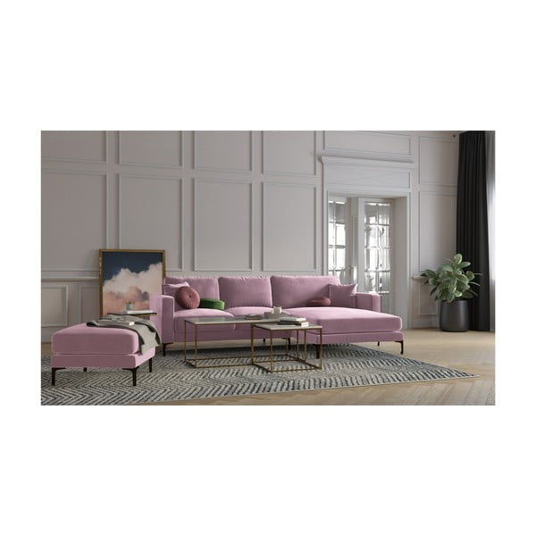Taburet cu tapițerie din catifea Kooko Home Harmony, roz-image-3