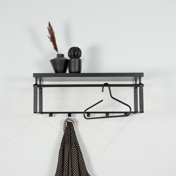 Cuier de perete negru cu raft din metal 70 cm Rex – Spinder Design-image-3
