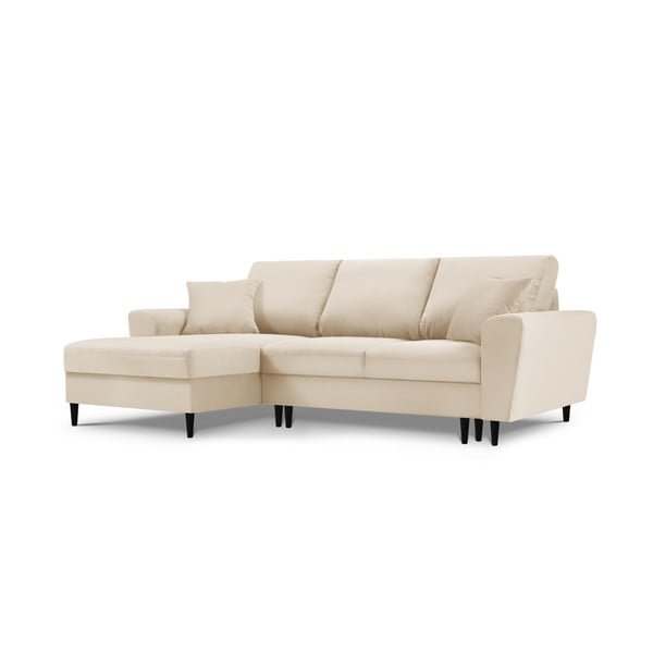 Colțar extensibil cu tapițerie reiată și șezlong pe partea stângă Micadoni Home Moghan, bej-image-3