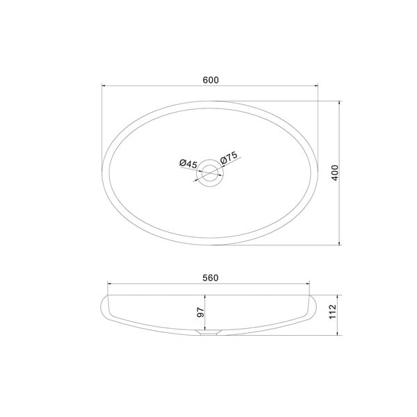 Chiuvetă ovală Sapho Thin, 60 x 40 cm, alb-image-2