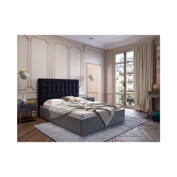 Tăblie pentru pat cu tapițerie de catifea Windsor & Co Sofas Athena, 160 x 120 cm, albastru închis-image-3