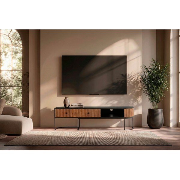 Comodă TV în culoare naturală din lemn de mango 160x45x40 cm Curve – MOME-image-1
