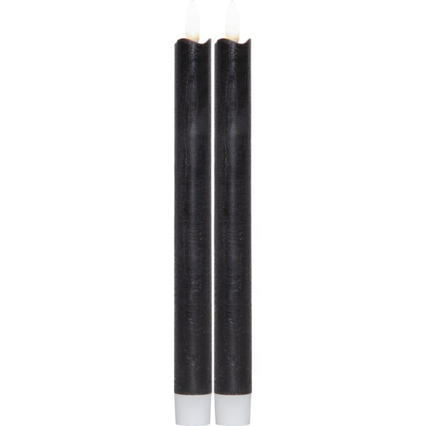 Set de 2 lumânări de ceară cu LED Star Trading Flamme, înălțime 25 cm, negru