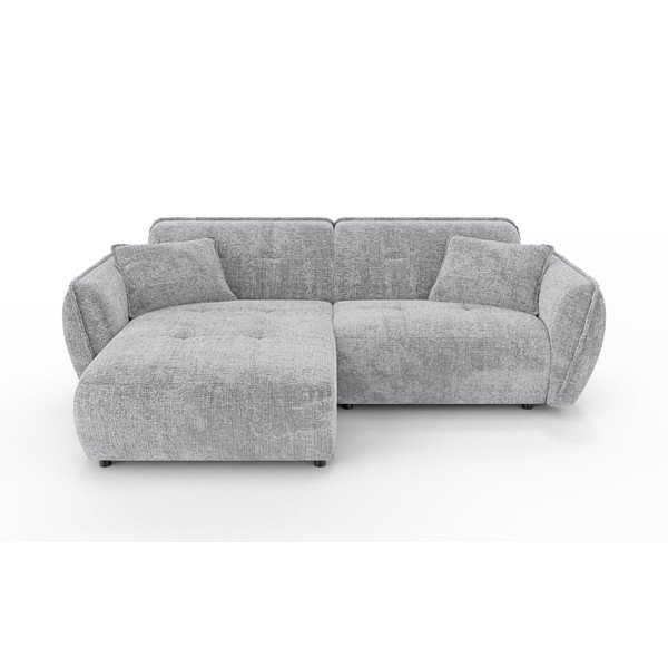 Colțar gri deschis cu tapițerie din chenille (cu colț pe partea stângă/cu șezlong) Nelia – Ropez