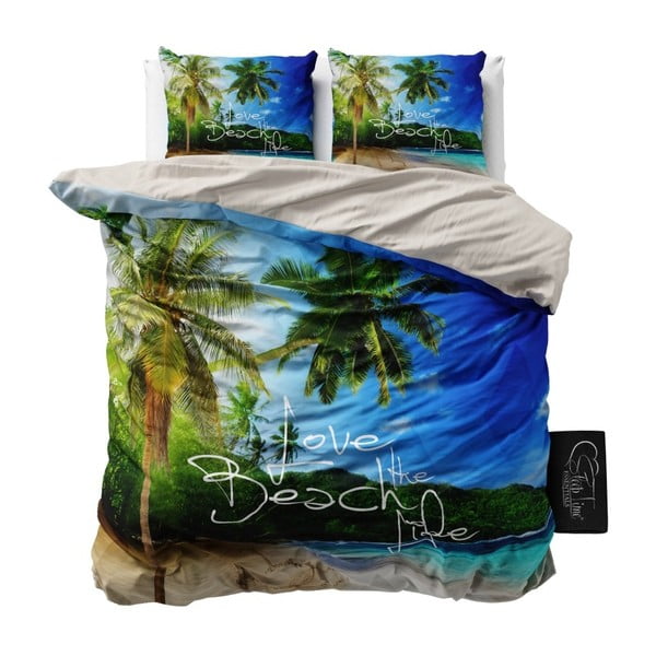 Lenjerie de pat din micropercal Sleeptime Beach Life, 200 x 220 cm