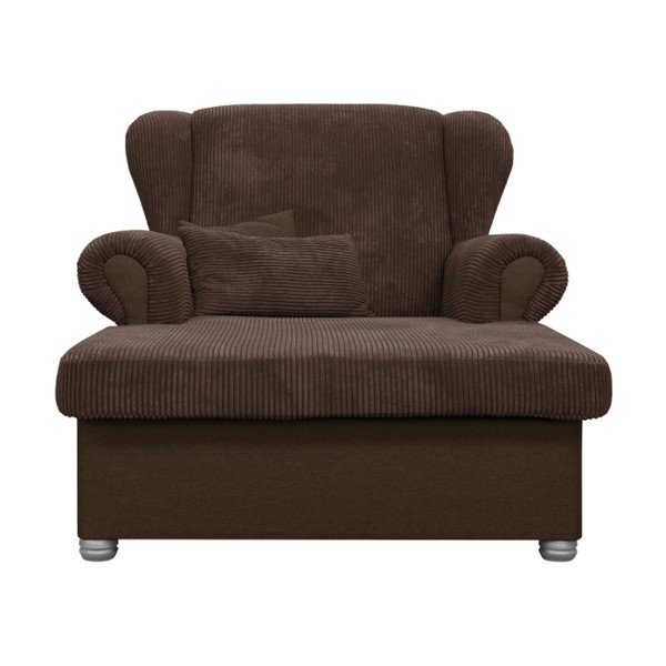 Șezlong maro închis cu tapițerie din catifea reiată Lord – Ropez-image-1