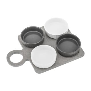 Set 4 boluri de servire și platou Villa Altachiara Yin&Yang, 29 x 21,5 cm