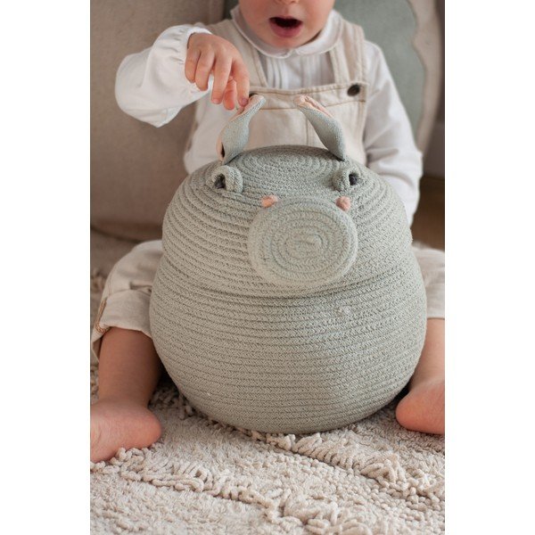 Coș de jucării pentru copii gri deschis din material textil ø 25x30 cm Henry the Hippo – Lorena Canals-image-1