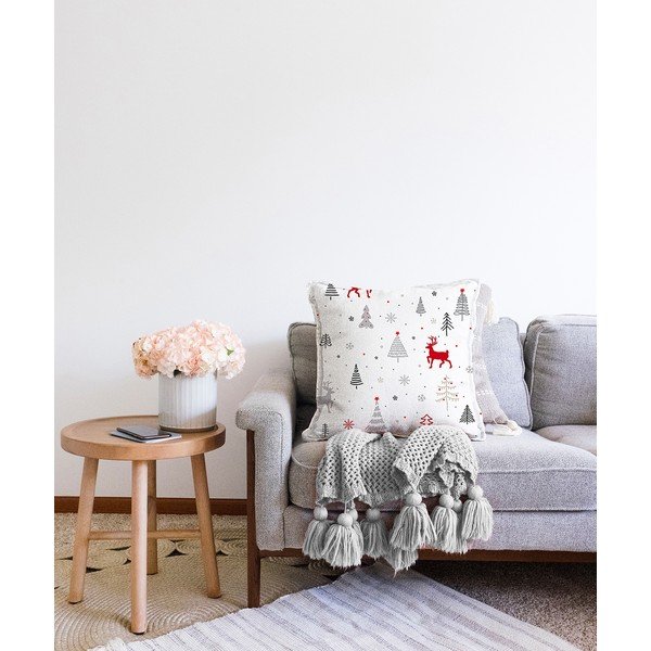 Față de pernă din chenille cu model de Crăciun Minimalist Cushion Covers Nordic Christmas, 55 x 55 cm-image-2