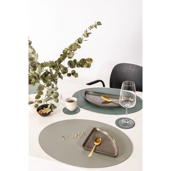 Suport farfurie din piele reciclată ZicZac Titan, 33 x 45 cm, gri - bej-image-1