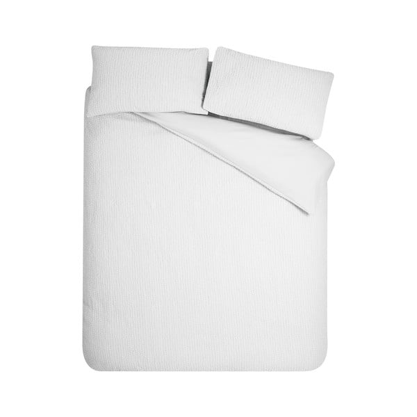 Lenjerie de pat albă din țesătură crep pentru pat dublu, extinsă 230x220 cm Crinkle Seersucker – Catherine Lansfield