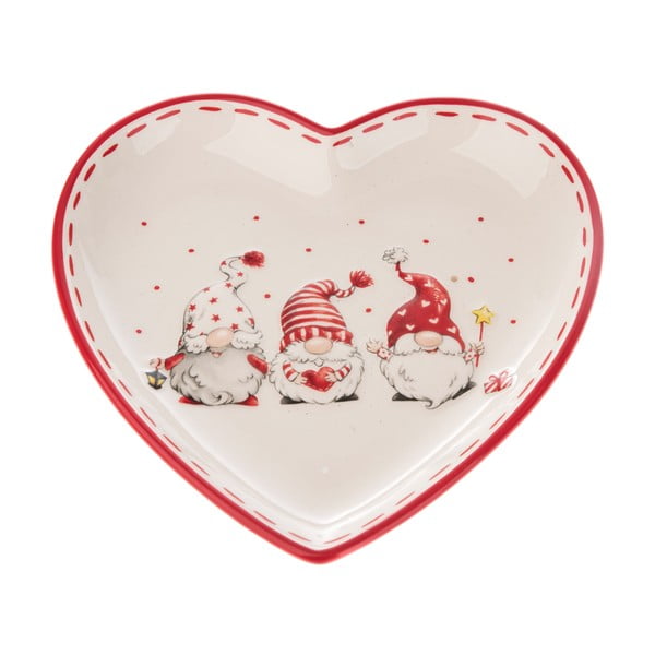 Farfurie ceramică cu model de Crăciun Dakls, formă inimă