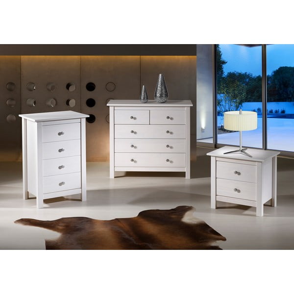 Comodă albă înaltă din lemn masiv de pin 79x80 cm Berna – Marckeric-image-1