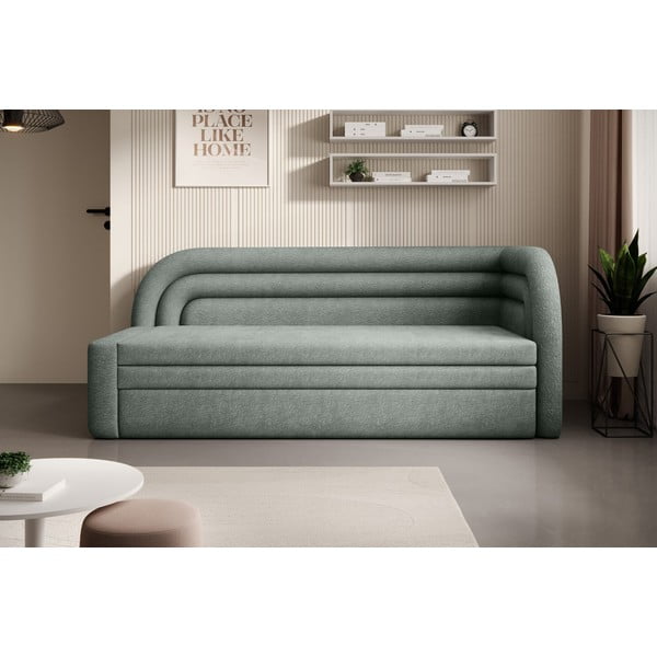 Canapea verde extensibilă/cu spațiu de depozitare cu tapițerie din chenille cu colț pe partea dreaptă 223 cm Fabillo – ELTAP-image-1
