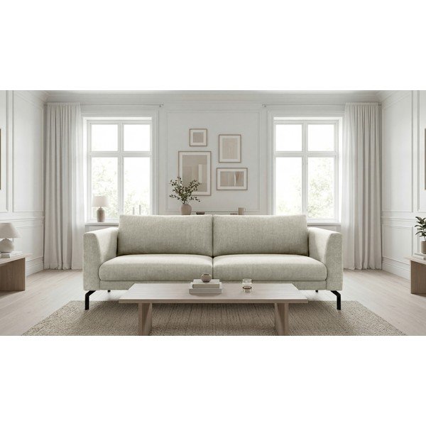 Canapea bej cu tapițerie din chenille 216 cm Gomero – Scandic-image-1