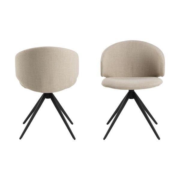 Scaun de sufragerie bej cu cotiere tapițat Ella – Actona-image-3