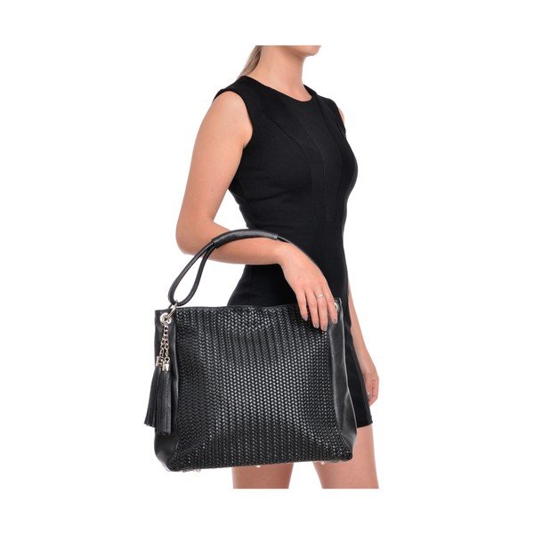 Geantă din piele Luisa Vannini, negru-image-2