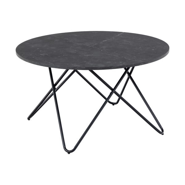 Măsuță de cafea neagră rotundă cu blat cu aspect de marmură ø 80 cm Wyre – Actona