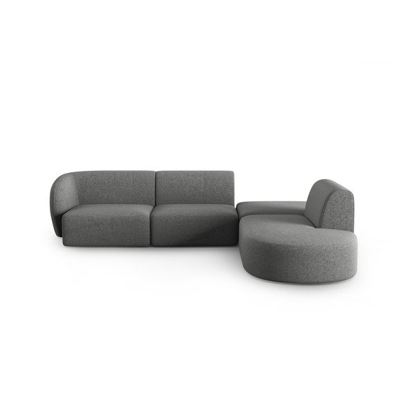 Colțar gri cu tapițerie din chenille (cu colț pe partea dreaptă, în formă de ”L”) Paolo – Milo Casa