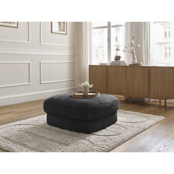 Taburet negru cu tapițerie din chenille Leonore – Bobochic Paris-image-4