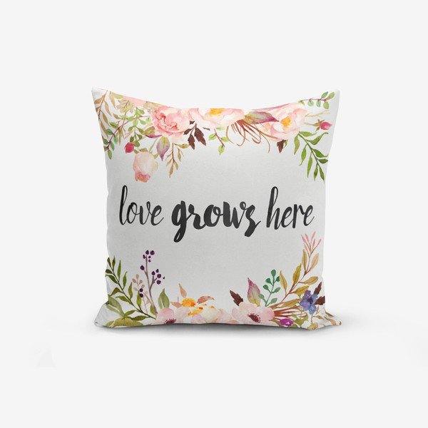 Față de pernă Minimalist Cushion Covers Love Grows Here, 45 x 45 cm