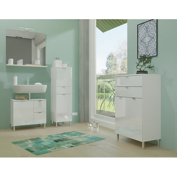 Oglindă de perete cu led/cu raft 76x75 cm – Germania-image-4