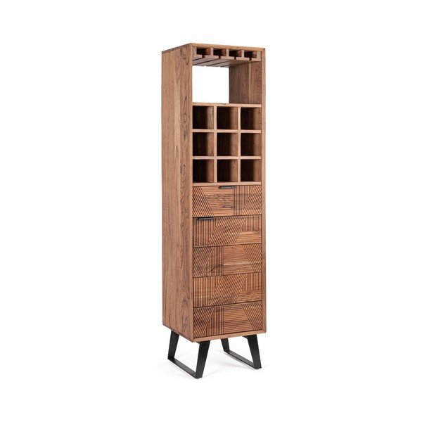 Dulap vinotecă în culoare naturală din lemn de acacia 45x180x40 cm Isar – Bizzotto-image-2