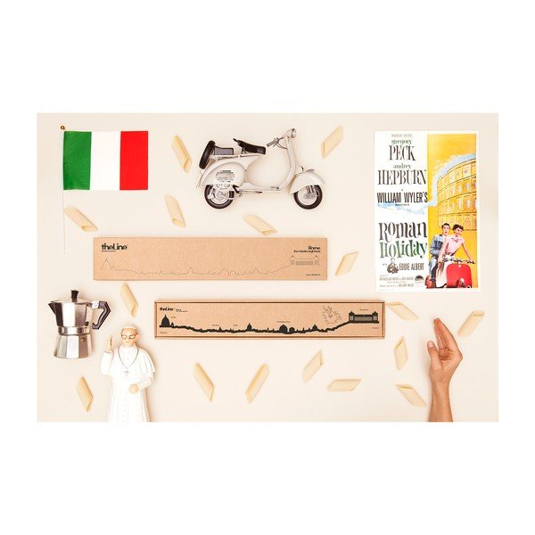 Decorațiune de perete cu silueta orașului The Line Rome, negru-image-2