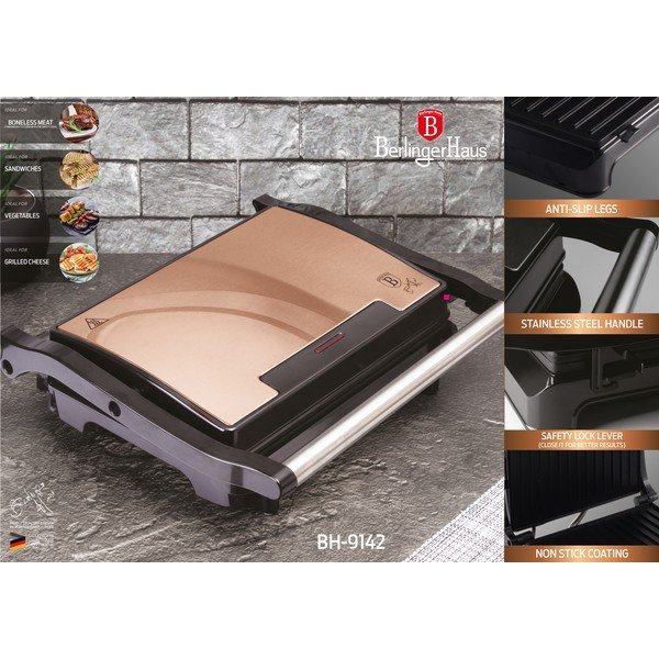 Grill electric Rosegold Metallic Line - BerlingerHaus-image-1